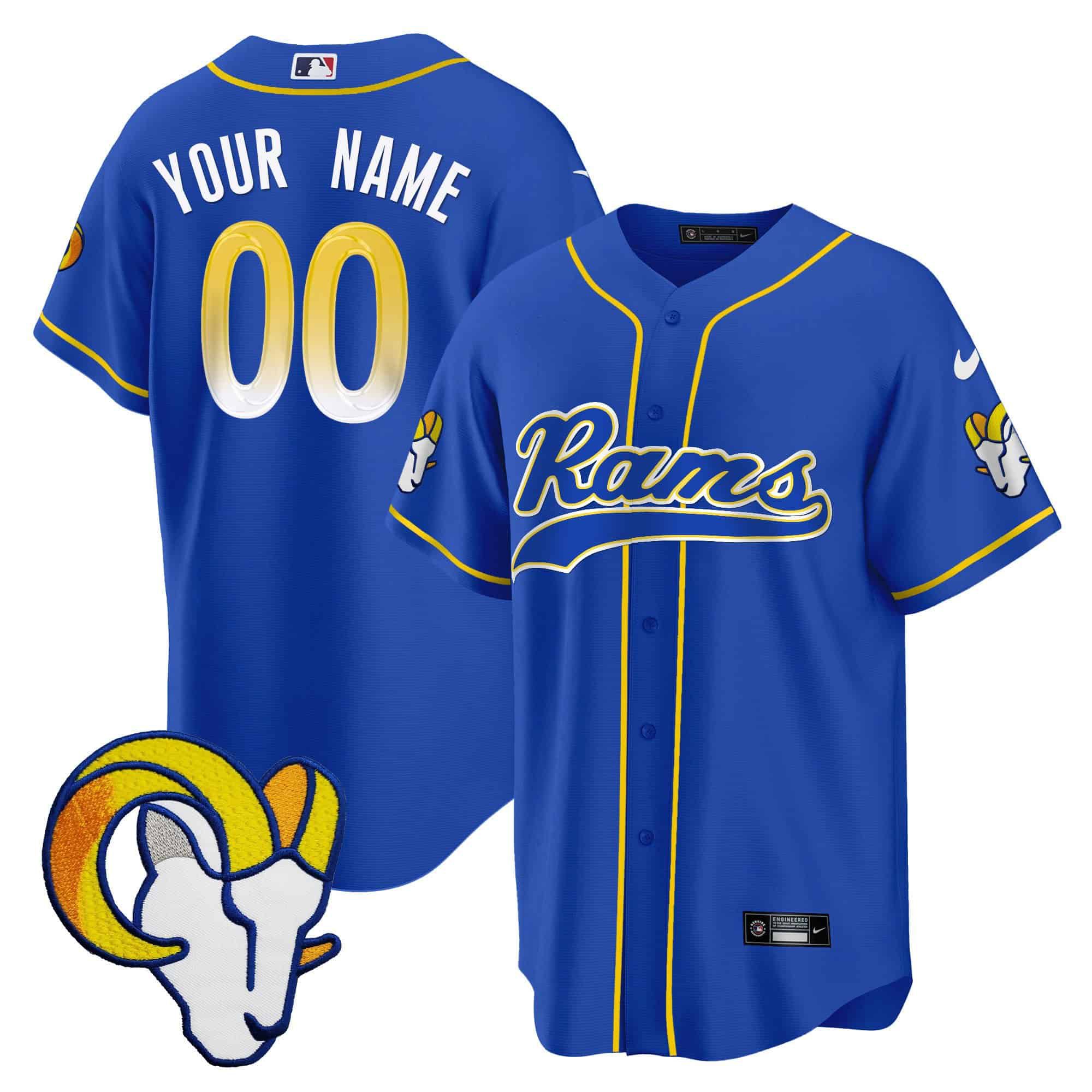 Men Los Angeles Rams Blue 2024 Nike Baseball Custom NFL Jersey style 1